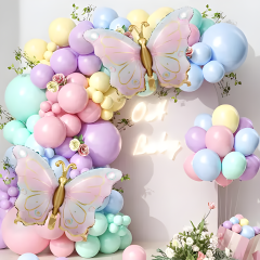 Toptan Folyo Balon Pembe Altın Kelebek
