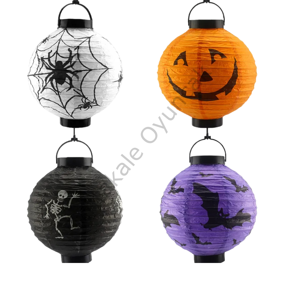 Toptan Halloween Işıklı Kağıt Fener 20cm