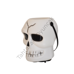 Toptan Halloween Işıklı Müzikli Kurukafa Şeker Kovası