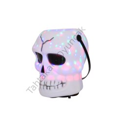 Toptan Halloween Işıklı Müzikli Kurukafa Şeker Kovası