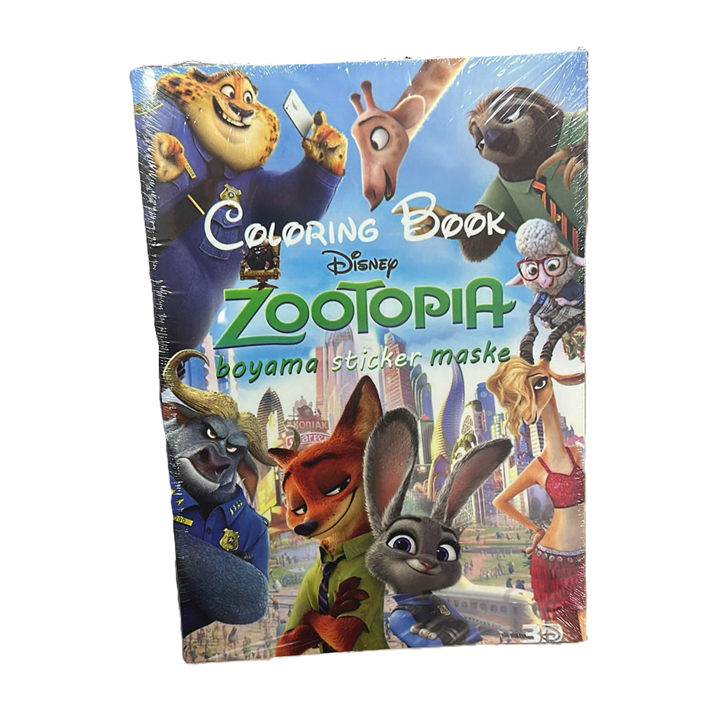 Toptan Boyama Kitabı Zootopia Stickerli Maskeli