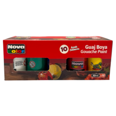 Toptan Nova Color 10 Renk Şişe Guaj Boya