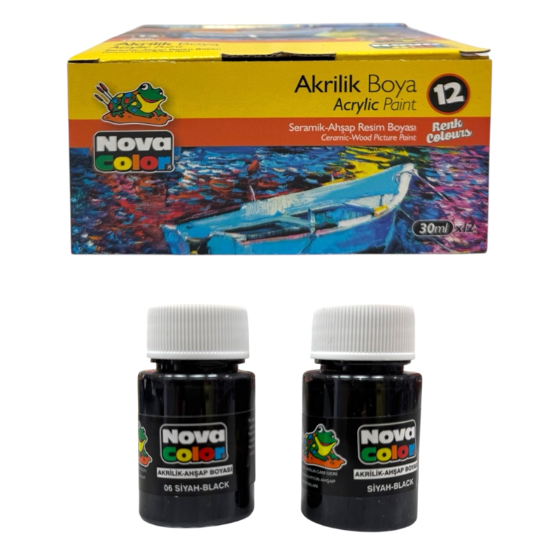 Toptan Nova Color 30 ml Siyah Akrilik Boya
