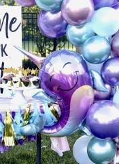 Toptan Folyo Balon Boynuzlu Renkli Balina