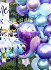 Toptan Folyo Balon Boynuzlu Renkli Balina