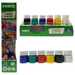 Toptan Fenix 6 Renk Karışık 15 ml Şişe Cam Boyası