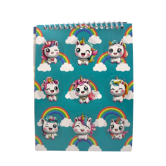 Toptan 12*16 Telli Sticker Defteri Hayvanlar 8 Yaprak