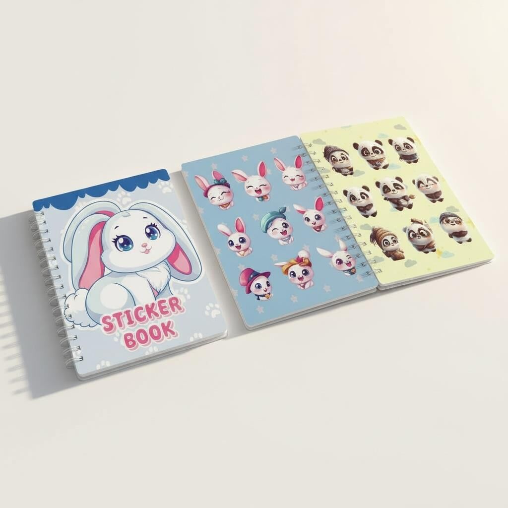Toptan 12*16 Telli Sticker Defteri Hayvanlar 8 Yaprak