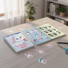Toptan 12*16 Telli Sticker Defteri Hayvanlar 8 Yaprak