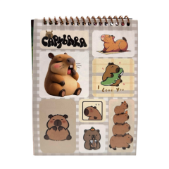 Toptan 12*16 Telli Sticker Defteri Capy Bara 8 Yaprak