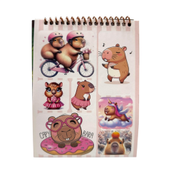 Toptan 12*16 Telli Sticker Defteri Capy Bara 8 Yaprak