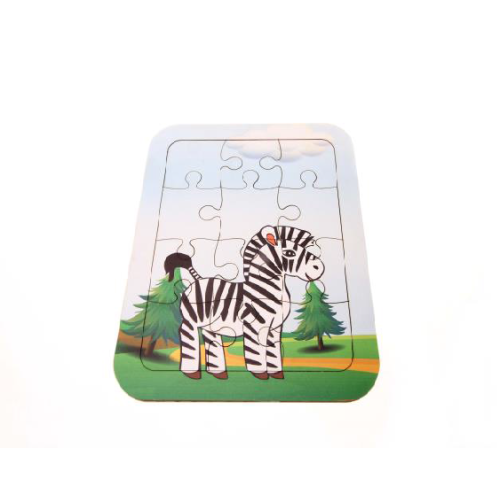 Toptan Oyuncak Ahşap 12 Parça Yapboz Zebra