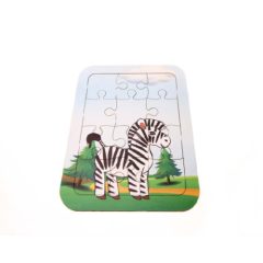 Toptan Oyuncak Ahşap 12 Parça Yapboz Zebra