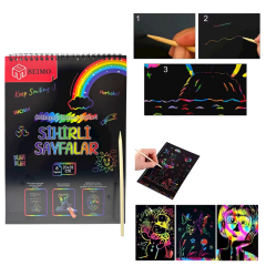 Toptan Beimo A-4 Telli Kazıma Gökkuşağı Defteri