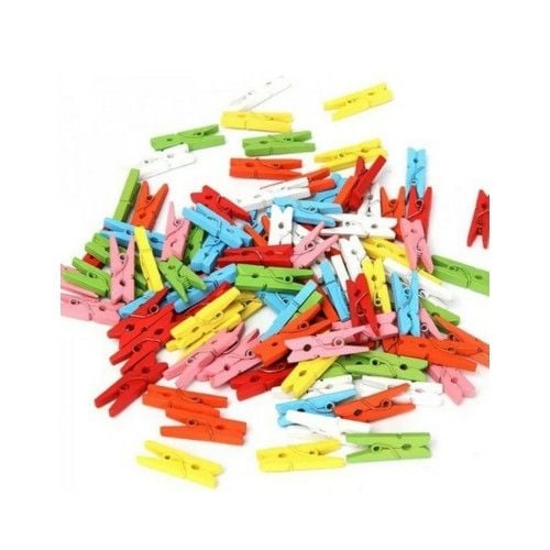 Toptan Ahşap Renkli 100 Lü Mini Boy Mandal