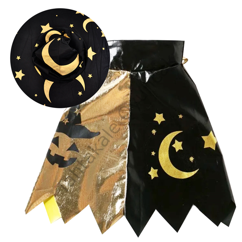 Toptan Halloween Cadı Şapkası ve Pelerin Seti