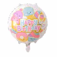Toptan Folyo Balon Yuvarlak Happy Birthday Dondurma
