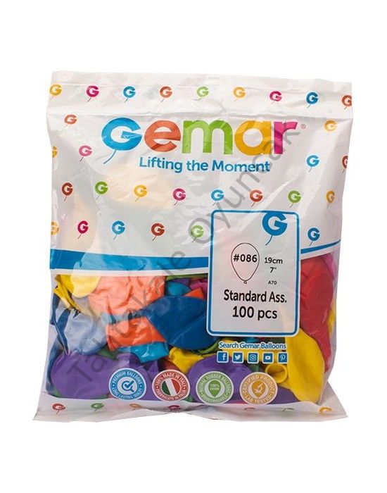 Toptan Balon Gemar Marka 7 inç Karışık Renk