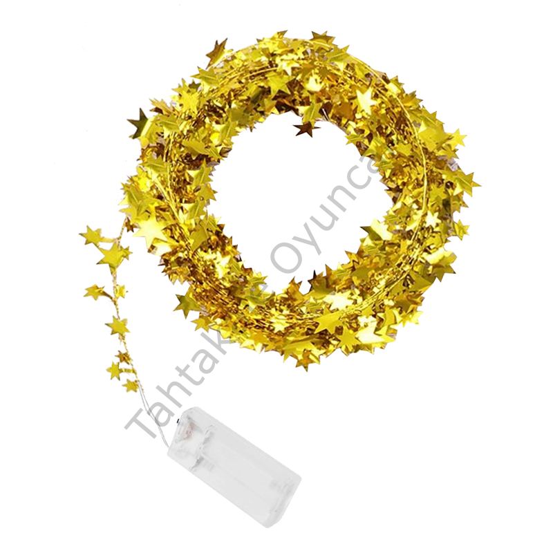 Toptan Yılbaşı Led Gün Işığı Pilli  Altın Yıldız