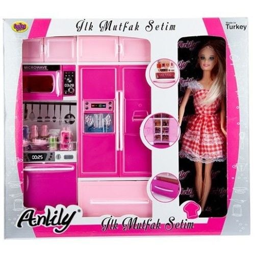 Toptan Oyuncak Anlily Bebekli 2'Li Dolap&Bulaşık Makinası