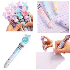 Toptan Kelebek 10 Renk Çoklu Tükenmez Kalem