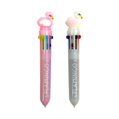 Toptan Flamingo 10 Renk Çoklu Tükenmez Kalem