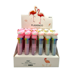 Toptan Flamingo 10 Renk Çoklu Tükenmez Kalem