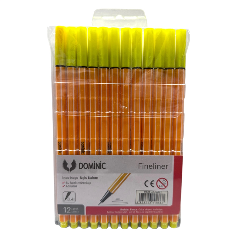 Toptan Dominic Fineliner Tükenmez Kalem Sarı 12li Set
