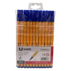 Toptan Dominic Fineliner Tükenmez Kalem Mavi 12li Set