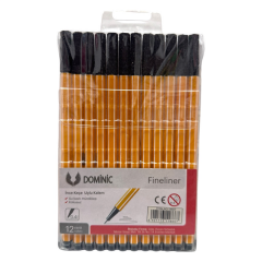 Toptan Dominic Fineliner Tükenmez Kalem Siyah 12li Set