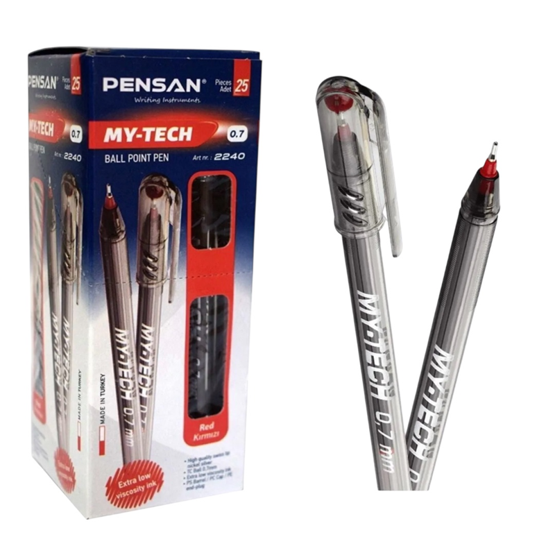 Toptan Pensan My-Tech Kırmızı Tükenmez Kalem 0.7