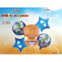 Toptan Bebek Mavi 5Li Folyo Balon Set