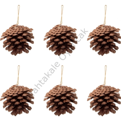 Toptan Yılbaşı Ağaç Süsü Kozalak 6cm 6lı