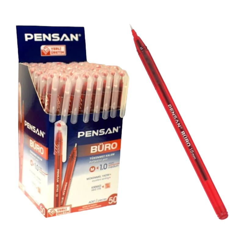 Toptan Pensan Büro Kırmızı Tükenmez Kalem