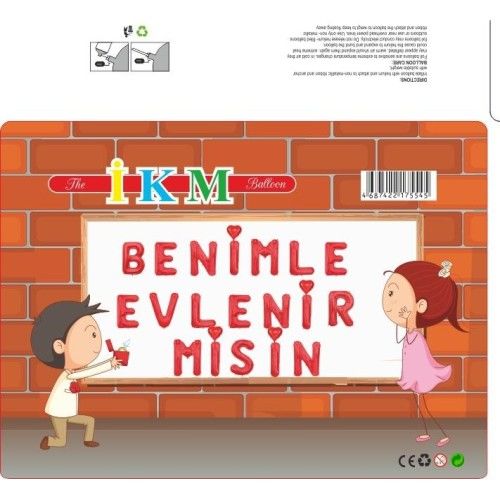 Toptan Benimle Evlenirmisin Kırmızı Folyo Balon Set
