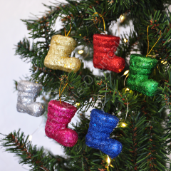 Toptan Simli Noel Çizme Yılbaşı Ağaç Süsü 6lı