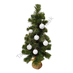 Toptan Yılbaşı Ağaç Süsleme Topları Beyaz 6lı 4cm