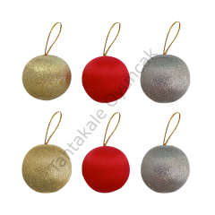 Toptan 4cm Simli Ağaç Süsleme Topları 6lı