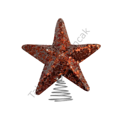 Toptan Yılbaşı Ağaç Tepeliği Bronz Simli Yıldız 15cm