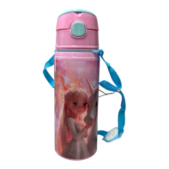 Toptan Mikro Resimli Kız Aüminyum Matara 600 ML