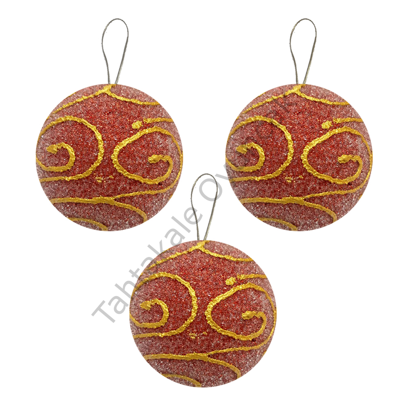 Toptan Yılbaşı Lüks Ağaç Süsleme Topları 8cm 3lü