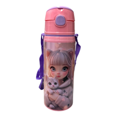 Toptan Mikro Resimli Kız Aüminyum Matara 600 ML