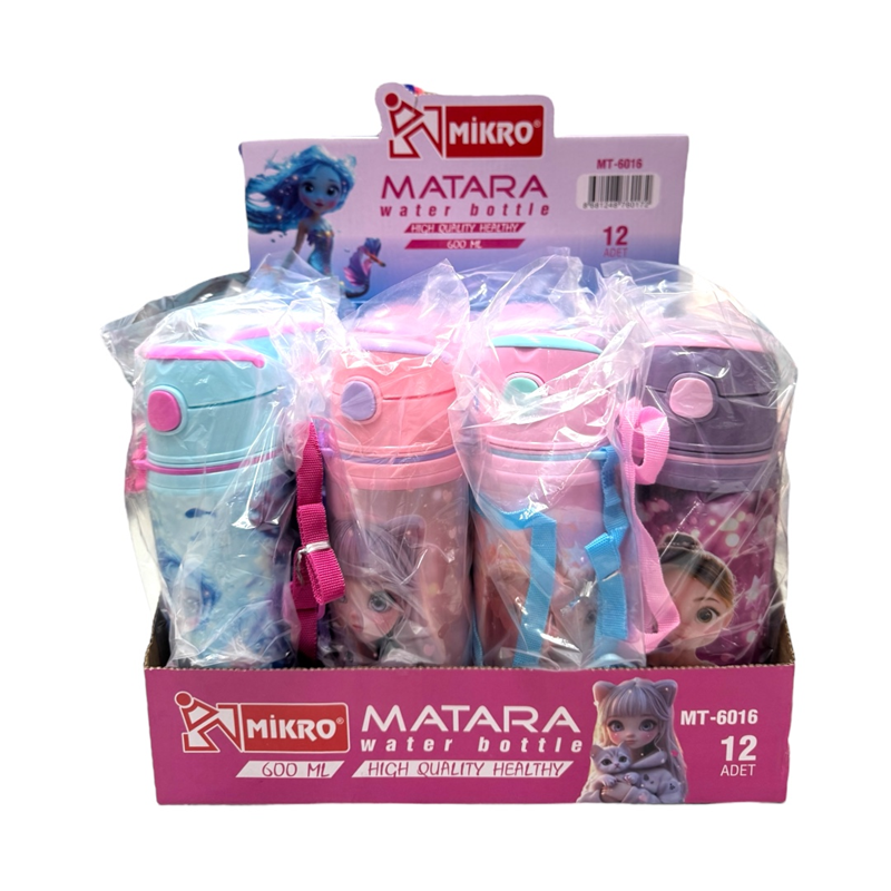 Toptan Mikro Resimli Kız Aüminyum Matara 600 ML