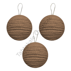 Toptan Yılbaşı Lüks Ağaç Süsleme Topları 3lü 8cm Kahverengi Örgü