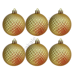 Toptan Yılbaşı Ağaç Süsleme Topları 6lı 6cm Mat Altın