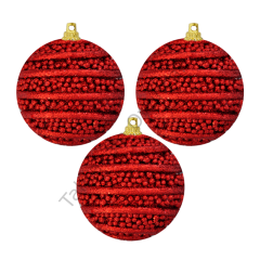 Toptan Yılbaşı Lüks Ağaç Süsleri 3lü 8cm Kırmızı