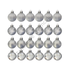 Toptan 3cm Lüks Ağaç Süsleri 4 Model 24lü Gümüş