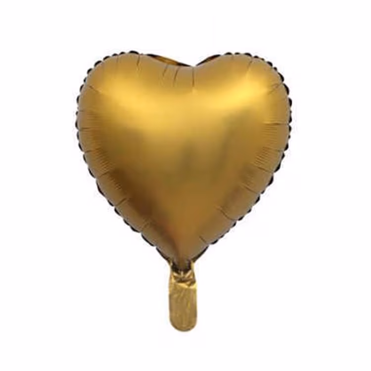 Toptan Folyo Balon 18'' Saten Kalp Gold
