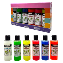 Toptan 6'lı Fenix Renkli Karışık 70ml Sıvı Slime Yapıştırıcı