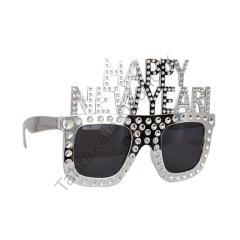 Toptan Parti Gözlüğü Happy New Year Gümüş Renk